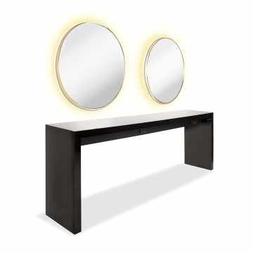 Bar Miroir Rond Or LED
